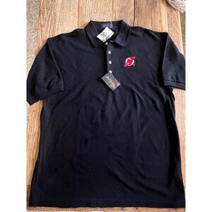 Antigua Mens XL NHL New Jersey Devils Polo Shirt Cotton Jersey Knit Black NEW